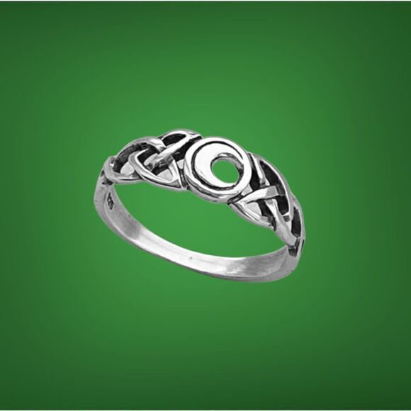 Sterling Silver Celtic Moon Ring - Picture 1 of 5
